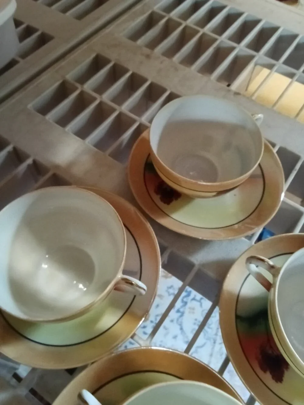 Antique Chikaramachi Hand Painted Lusterware Teacup Blue